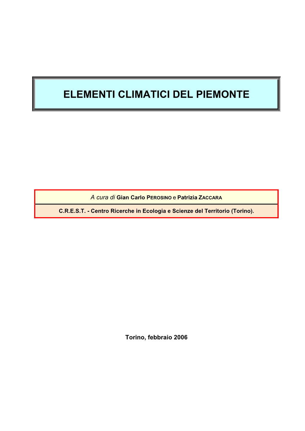 Elementi Climatici Del Piemonte