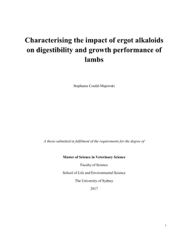 Characterising the Impact of Ergot Alkaloids on Digestibility and Growth Performance of Lambs