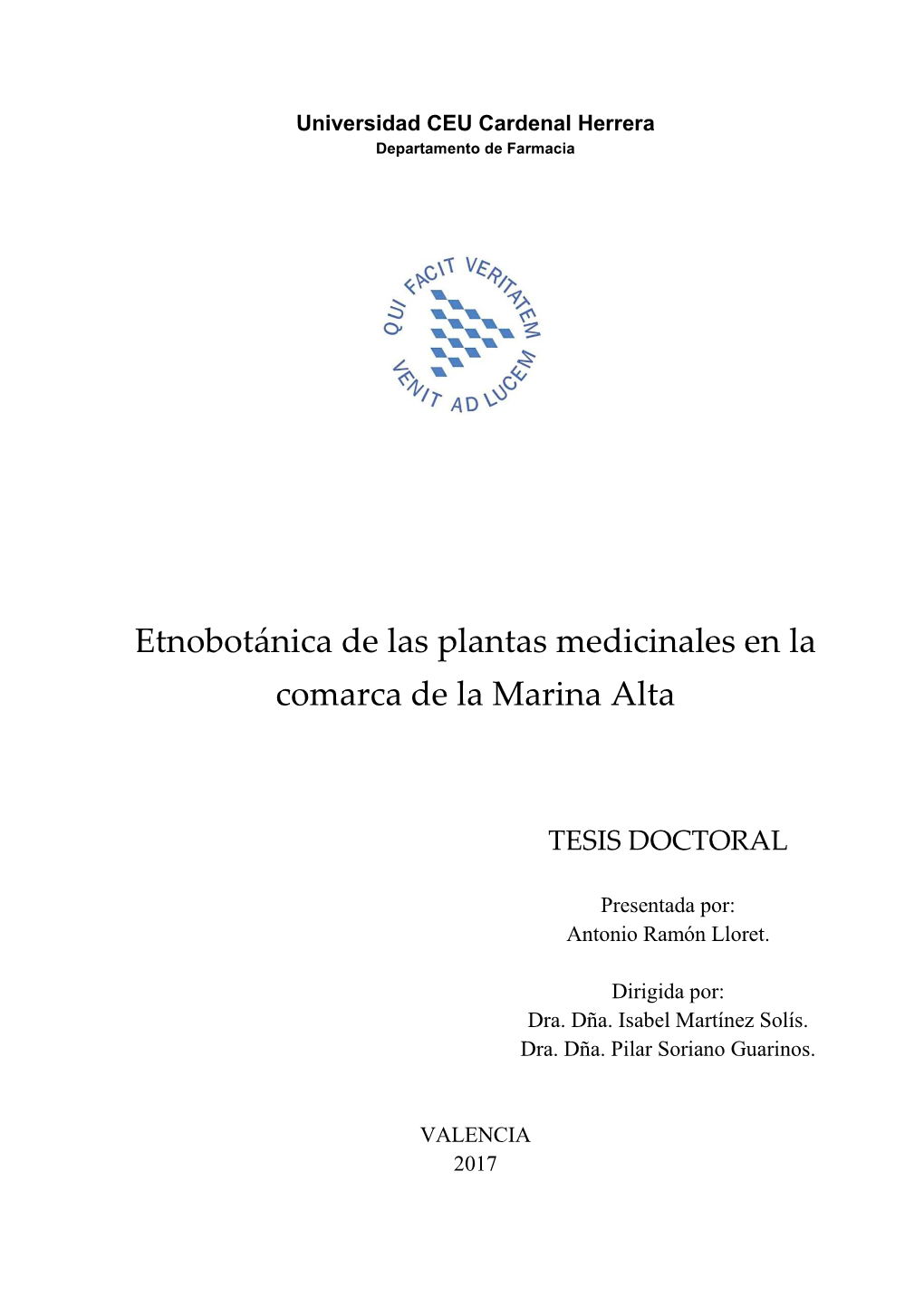 Etnobotánica De Las Plantas Medicinales En La Comarca De La Marina Alta