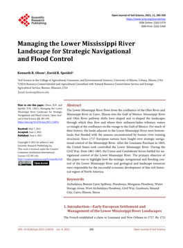 Managing the Lower Mississippi River Landscape for Strategic Navigational and Flood Control