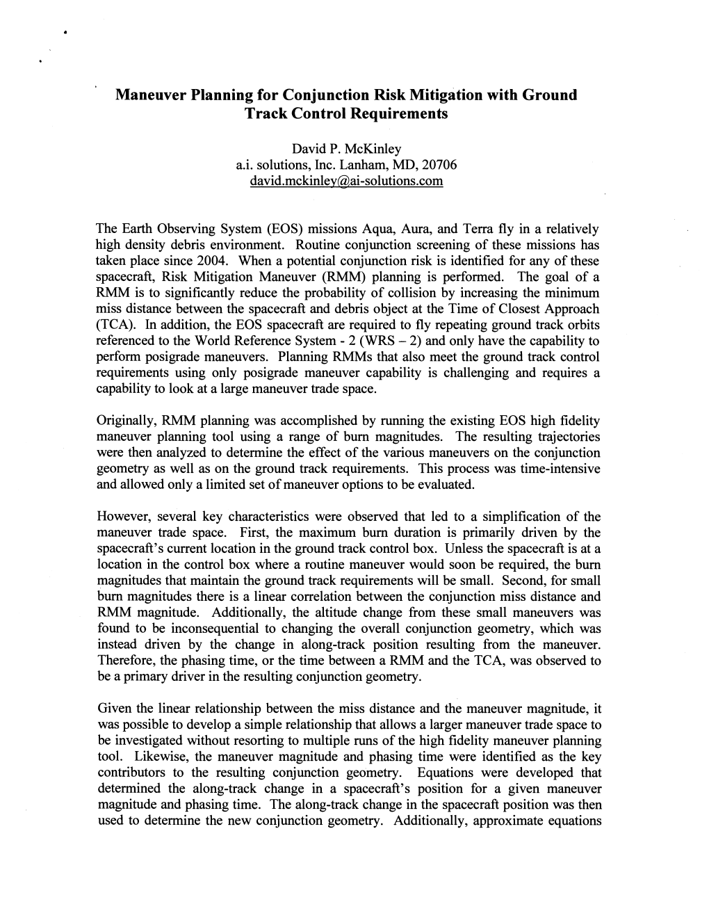 Maneuver Planning for Conjunction Risk Mitigation with Ground Track Control Requirements