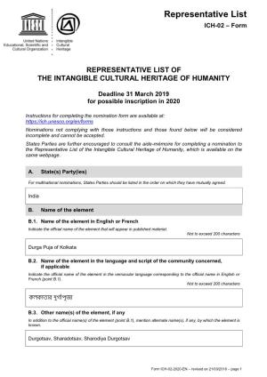Representative List ICH-02 – Form