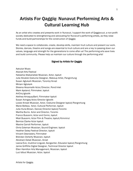 Artists for Qaggiq: Nunavut Performing Arts & Cultural Learning