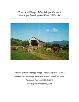 Town and Village of Cambridge, Vermont Municipal Development Plan (2013-18)