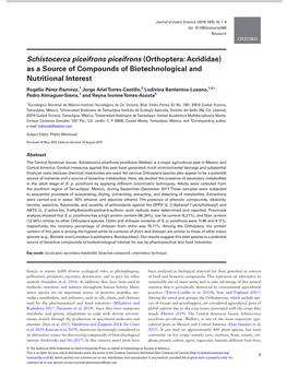 Orthoptera: Acrididae) As a Source of Compounds of Biotechnological and Nutritional Interest
