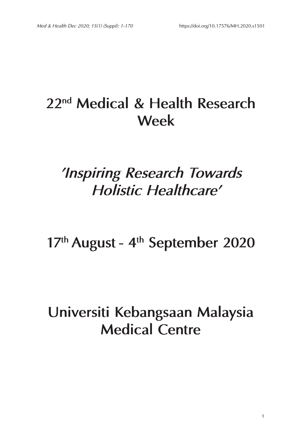 22Nd Medical & Health Research Week