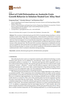 Effect of Cold-Deformation on Austenite Grain Growth Behavior in Solution-Treated Low Alloy Steel