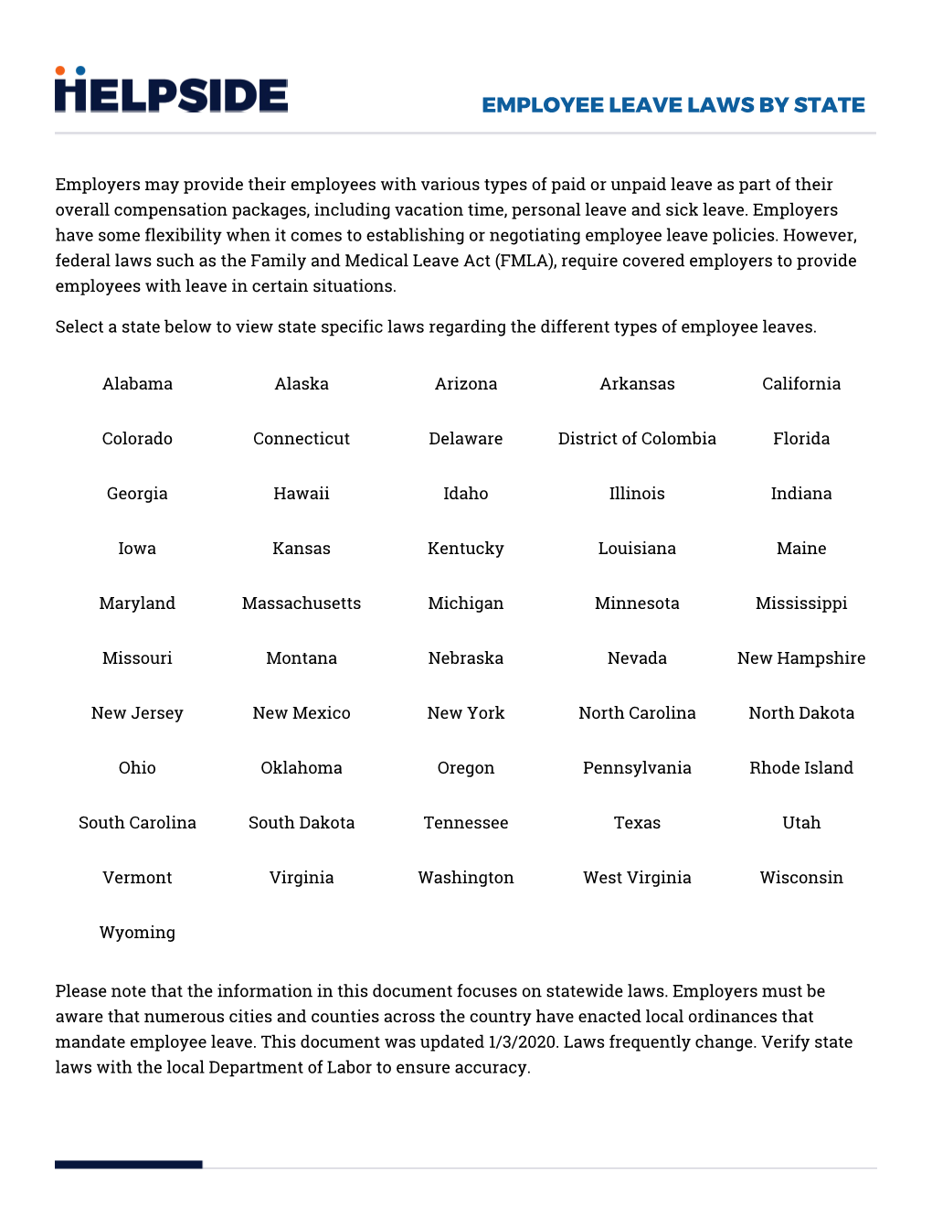 Employee Leave Laws by State DocsLib