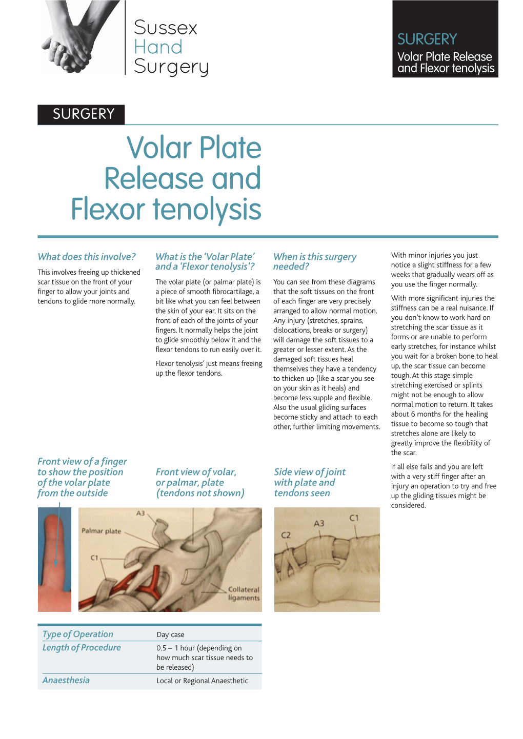 Volar Plate Release and Flexor Tenolysis