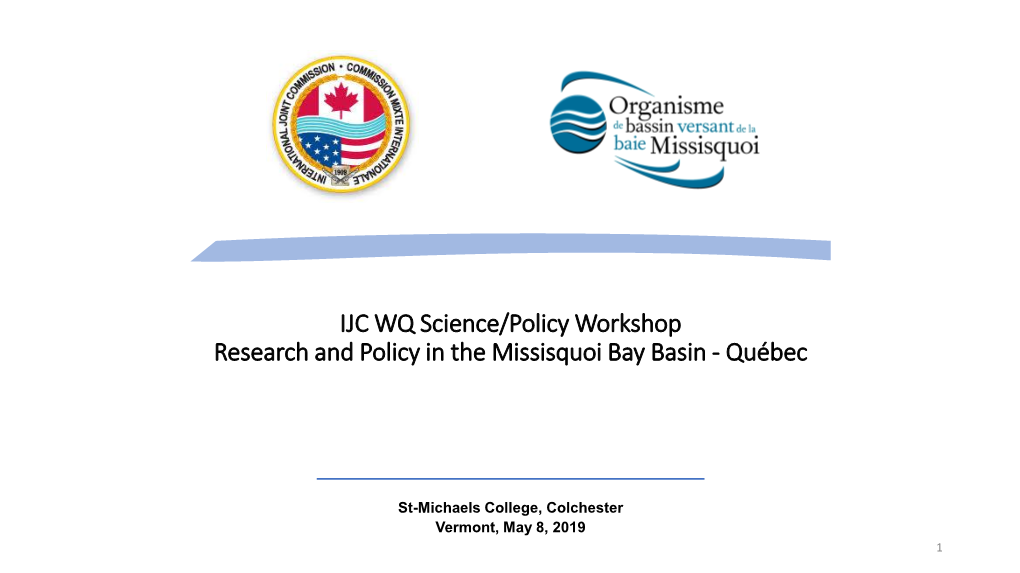 IJC WQ Science/Policy Workshop Draft Recommendations of CSAG