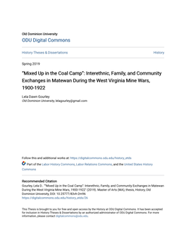 “Mixed up in the Coal Camp”: Interethnic, Family, and Community Exchanges in Matewan During the West Virginia Mine Wars, 1900-1922