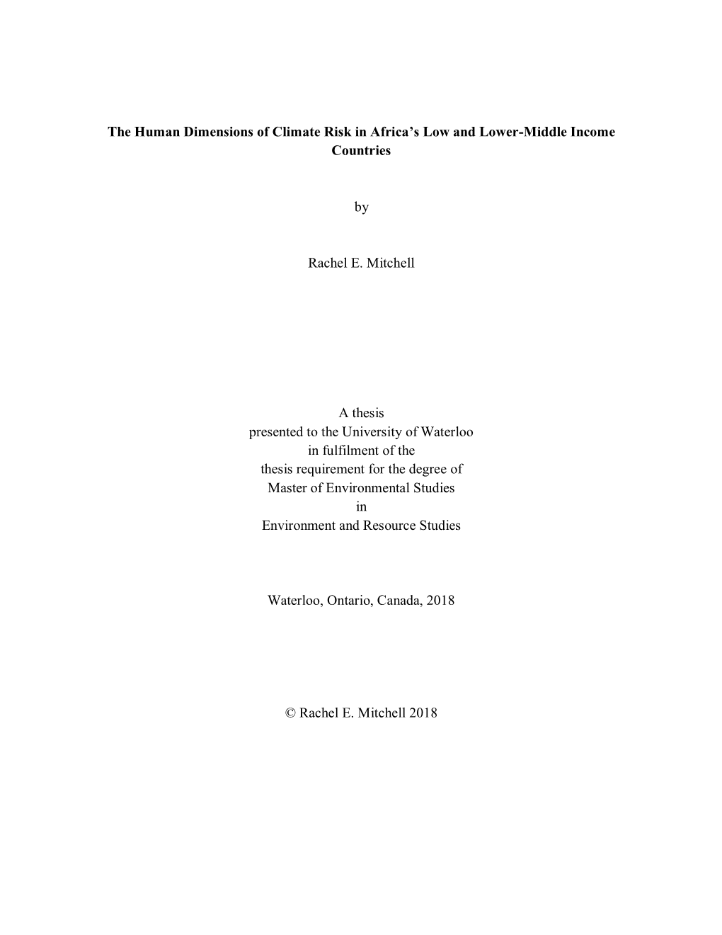 The Human Dimensions of Climate Risk in Africa's Low and Lower