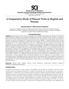 A Comparative Study of Phrasal Verbs in English and Persian