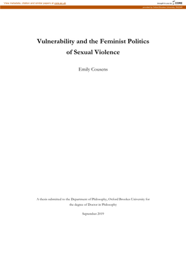 Vulnerability and the Feminist Politics of Sexual Violence