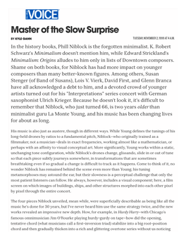 Master of the Slow Surprise by KYLE GANN TUESDAY, NOVEMBER 2, 1999 at 4 A.M