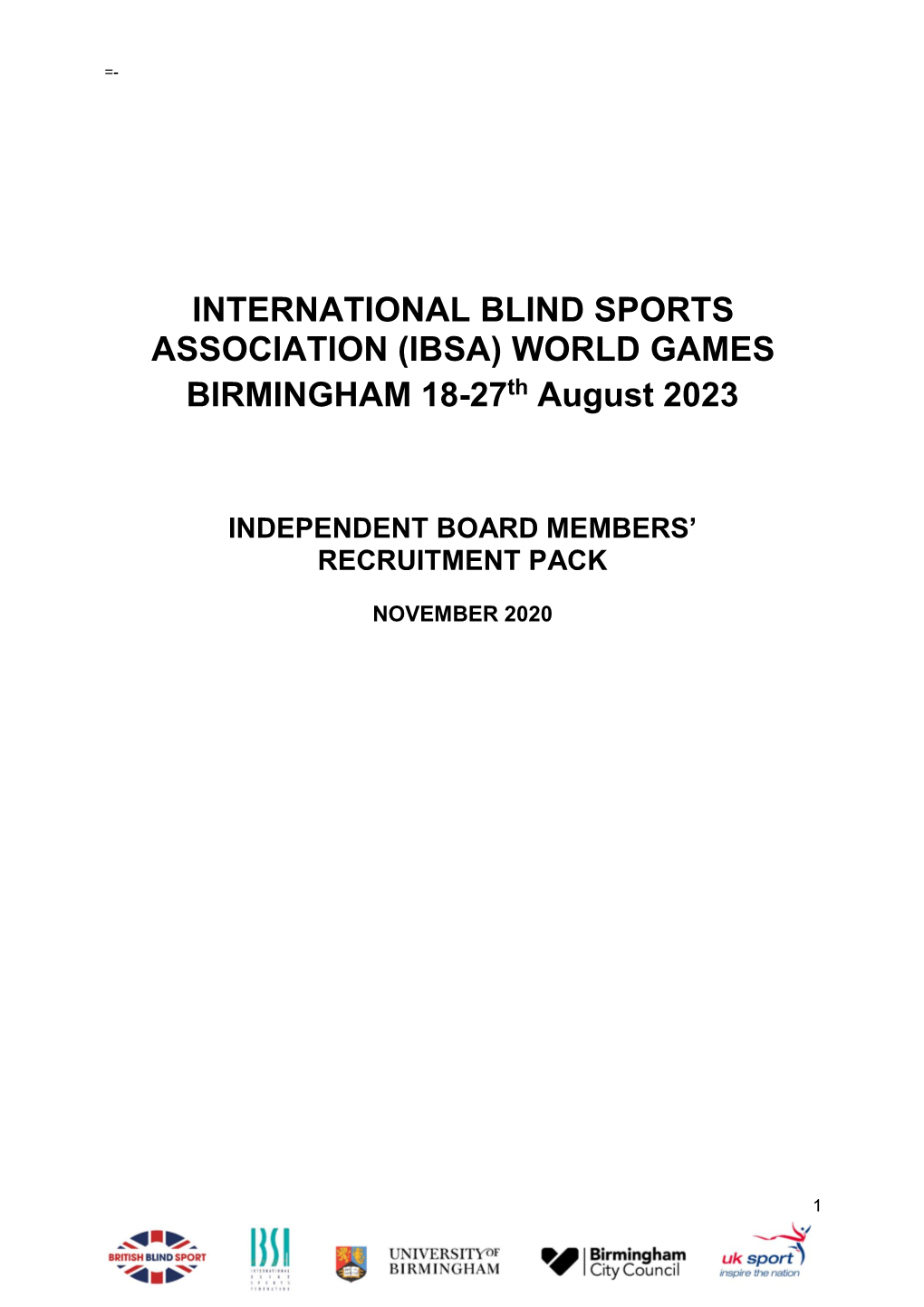 INTERNATIONAL BLIND SPORTS ASSOCIATION (IBSA) WORLD GAMES BIRMINGHAM 18-27Th August 2023