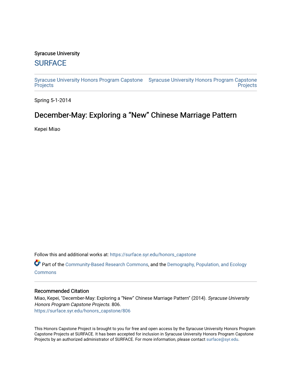 Exploring a Â•Œnewâ•Š Chinese Marriage Pattern