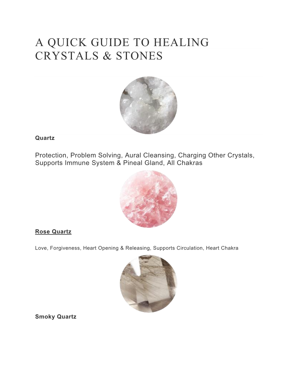 A Quick Guide to Healing Crystals & Stones