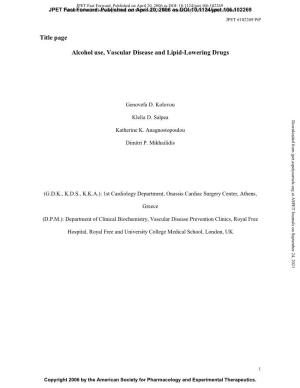 Title Page Alcohol Use, Vascular Disease and Lipid-Lowering Drugs