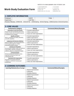 Work-Study Evaluation Form