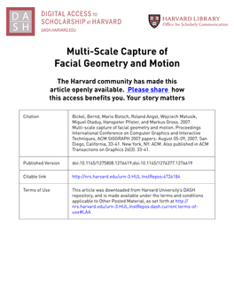 Multi-Scale Capture of Facial Geometry and Motion