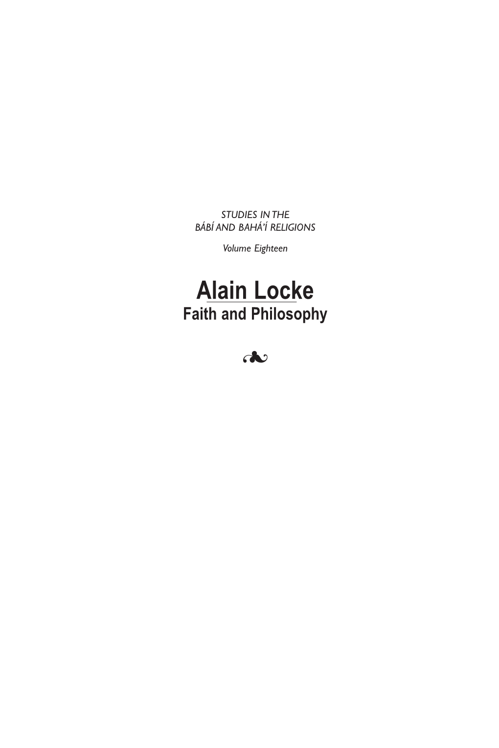 Alain Locke Faith and Philosophy