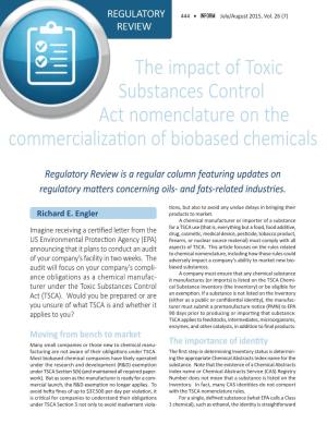 The Impact of Toxic Substances Control Act Nomenclature on the Commercialization of Biobased Chemicals
