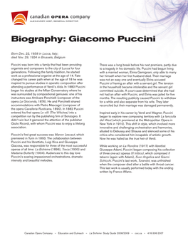 Biography: Giacomo Puccini