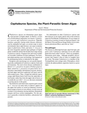 Cephaleuros Species, the Plant-Parasitic Green Algae