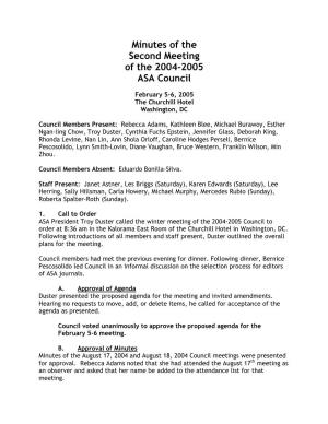 Minutes of the Second Meeting of the 2004-2005 ASA Council