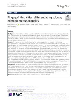 Fingerprinting Cities: Differentiating Subway Microbiome Functionality
