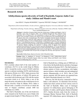 Research Article Ichthyofauna Species Diversity of Gulf of Kachchh