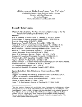 Bibliography of Works by and About Peter C. Craigie