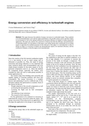 Energy Conversion and Efficiency in Turboshaft Engines