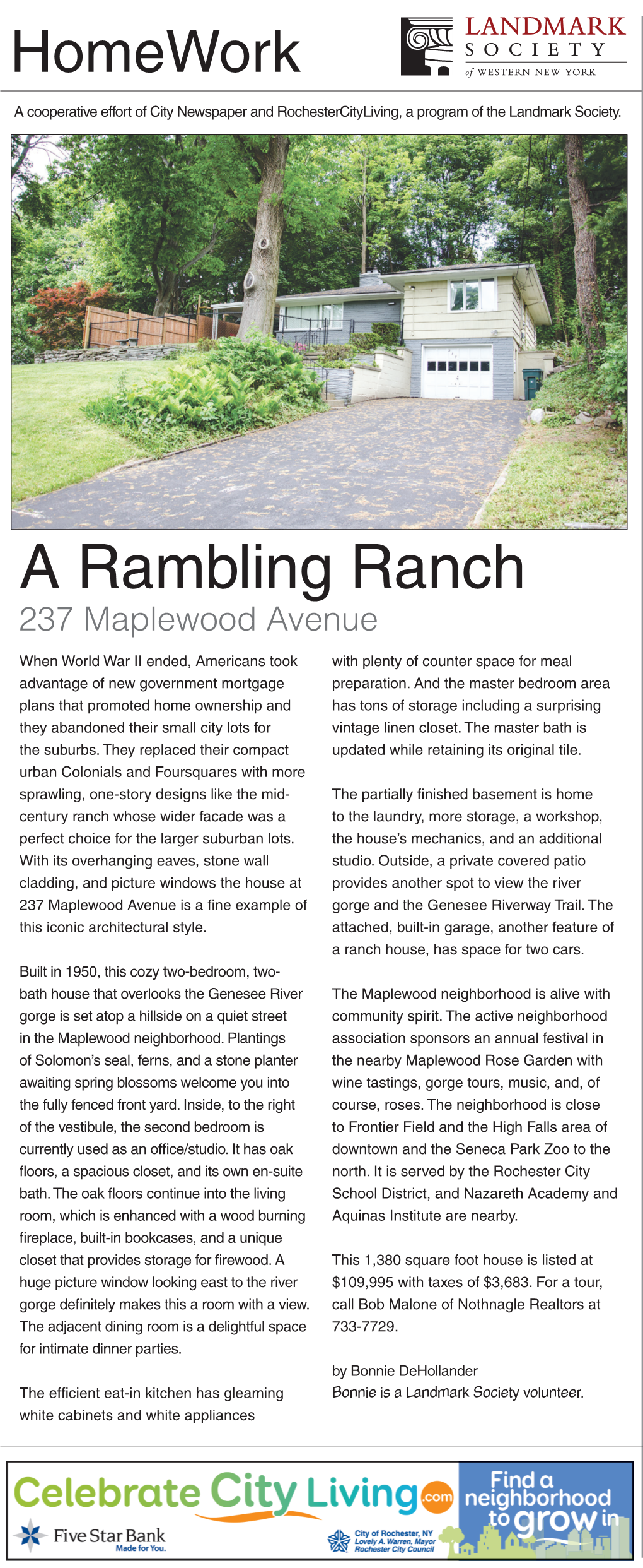 A Rambling Ranch 237 Maplewood Avenue