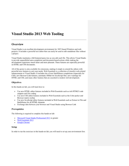 Visual Studio 2013 Web Tooling