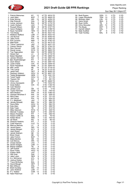 2021 Draft Guide WR PPR Rankings