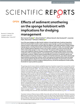 Effects of Sediment Smothering on the Sponge Holobiont with Implications