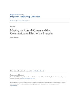 Meeting the Absurd: Camus and the Communication Ethics of the Everyday Brent Sleasman