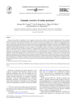 Genomic Overview of Serine Proteasesq