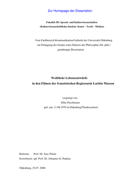 Zur Homepage Der Dissertation