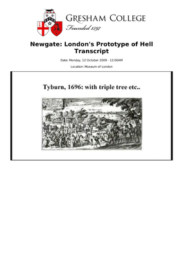 Newgate: London's Prototype of Hell Transcript