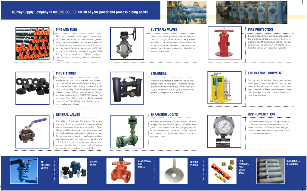 Murray Supply Company Is the ONE SOURCE for All of Your Power and Process Piping Needs