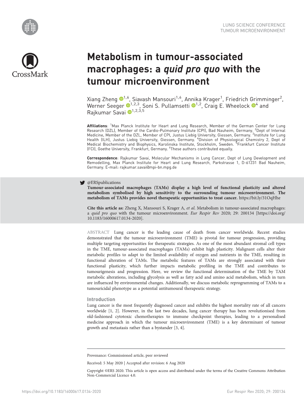 Metabolism in Tumour-Associated Macrophages: a Quid Pro Quo with the Tumour Microenvironment