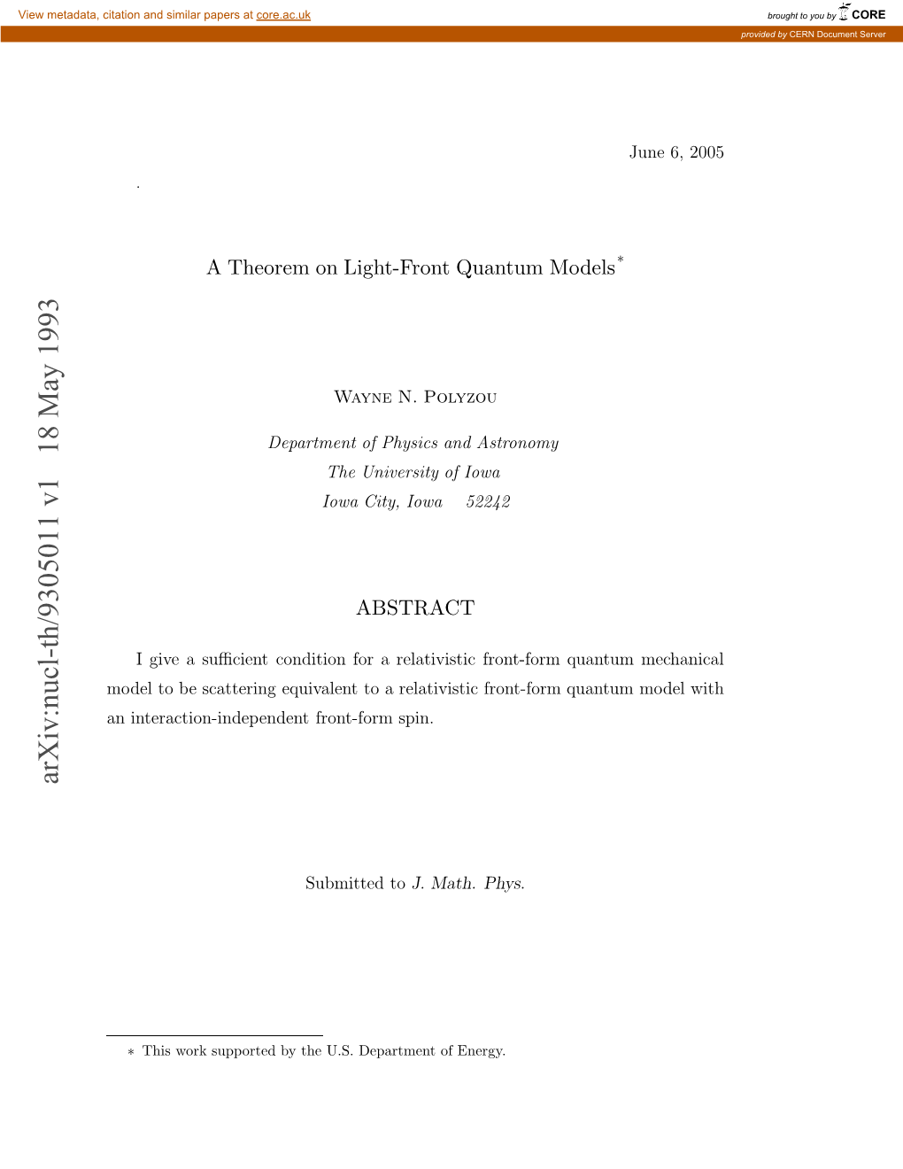 Arxiv:Nucl-Th/9305011 V1 18 May 1993 Nitrcinidpnetfotfr Spin