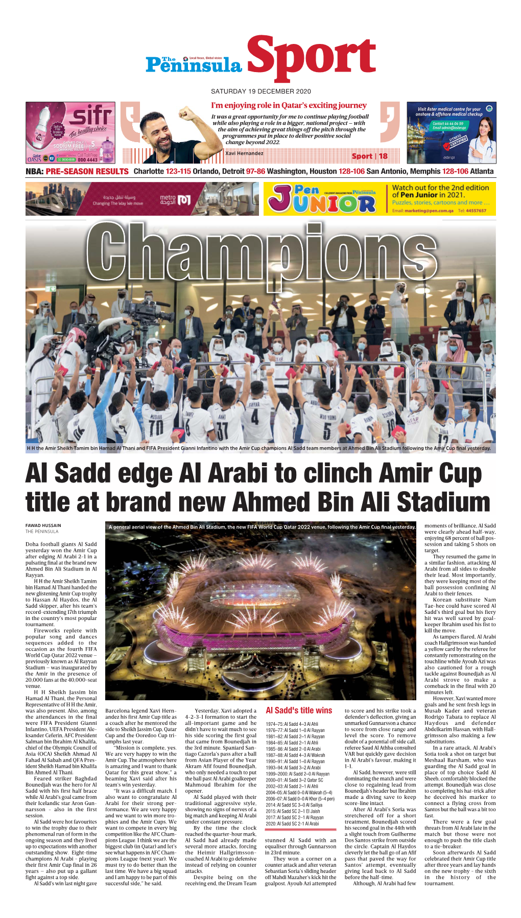 Al Sadd Edge Al Arabi to Clinch Amir Cup Title at Brand New Ahmed Bin Ali Stadium