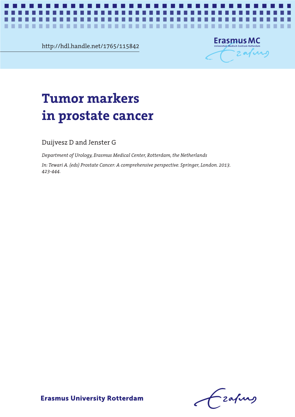 Tumor Markers in Prostate Cancer 1