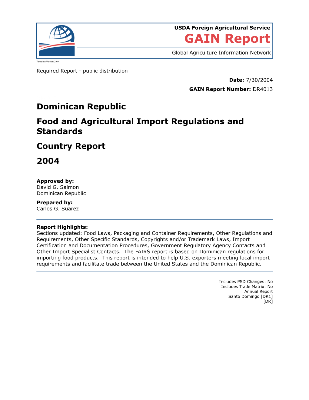 Food and Agricultural Import Regulations and Standards s5