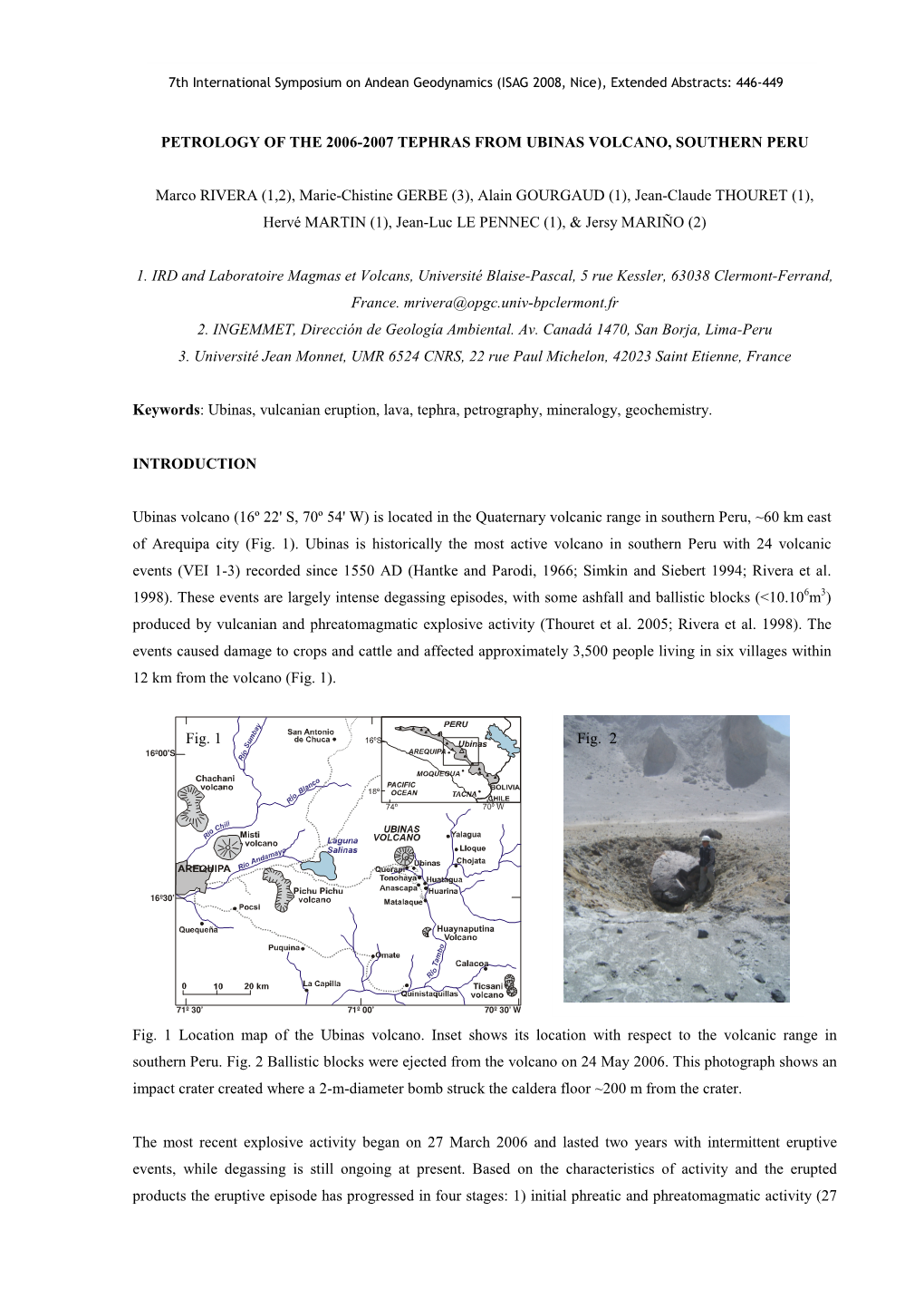 Petrology of the 2006-2007 Tephras from Ubinas Volcano, Southern Peru