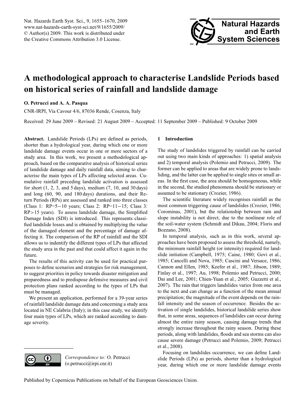 A Methodological Approach to Characterise Landslide Periods Based on Historical Series of Rainfall and Landslide Damage